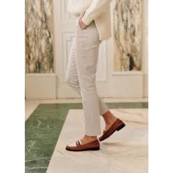 SEZANE Clara Trousers Camel/Ecru Houndstooth Women’s Size 34/US 2 EUC - Picture 1 of 15